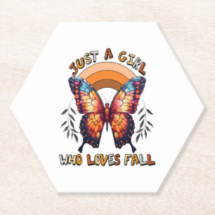 Just a Girl Who Loves Fall Thankgiving Paper Coaster