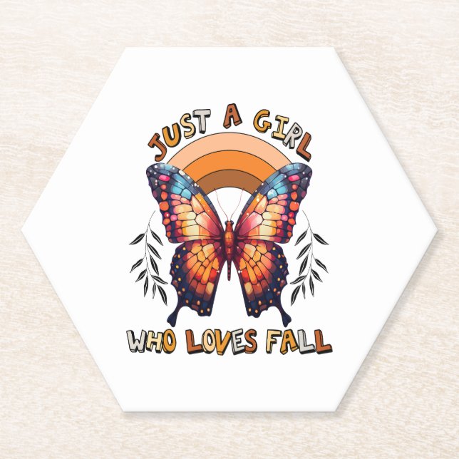 Just a Girl Who Loves Fall Thankgiving Paper Coaster (Front)