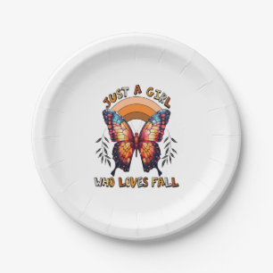 Just a Girl Who Loves Fall Thankgiving Paper Plate