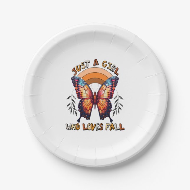 Just a Girl Who Loves Fall Thankgiving Paper Plate (Front)