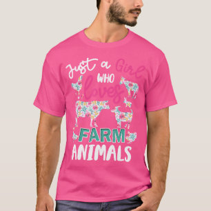 Just A Girl Who Loves Farm Animals Cows Pigs Goats T-Shirt