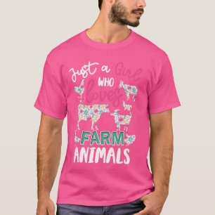 Just a Girl Who Loves Farm Animals Cows Pigs Goats T-Shirt