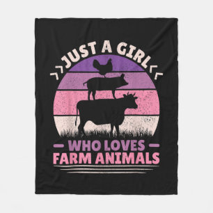 Just A Girl Who Loves Farm Animals Lover Women Far Fleece Blanket
