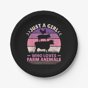 Just A Girl Who Loves Farm Animals Lover Women Far Paper Plate
