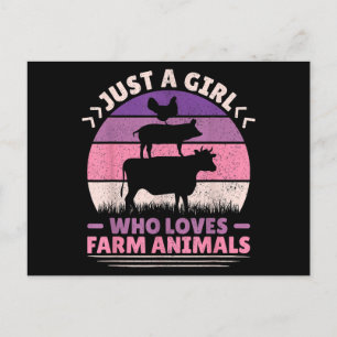 Just A Girl Who Loves Farm Animals Lover Women Far Postcard