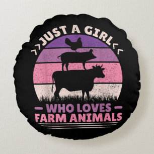 Just A Girl Who Loves Farm Animals Lover Women Far Round Cushion