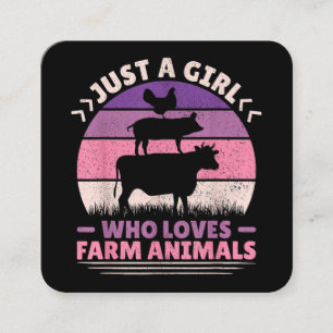 Just A Girl Who Loves Farm Animals Lover Women Far Square Business Card