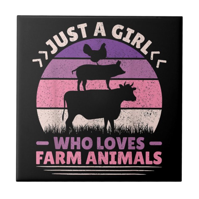 Just A Girl Who Loves Farm Animals Lover Women Far Tile (Front)