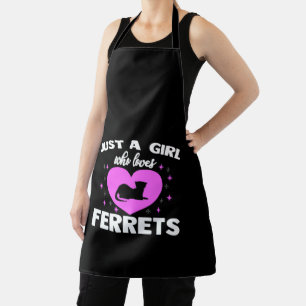 Just A Girl Who Loves Ferrets Cute Heart Design Apron