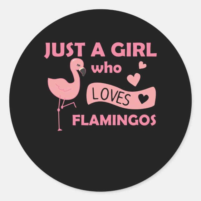 Just A Girl Who Loves Flamingos Cute Animal Classic Round Sticker (Front)
