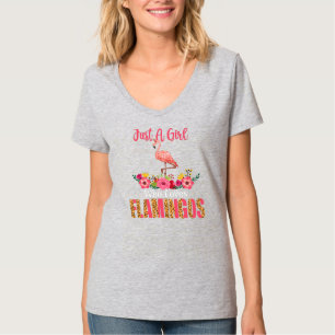Just A Girl Who Loves Flamingos Florals Cute T-Shirt