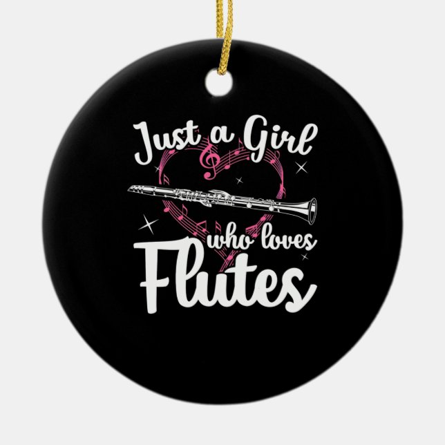 Just A Girl Who Loves Flutes Ceramic Tree Decoration (Front)