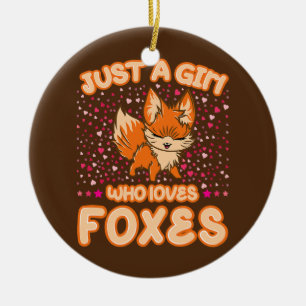 Just a Girl who loves Foxes Cute Heart Fox Fox Ceramic Tree Decoration