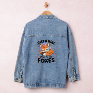 Just A Girl Who Loves Foxes Cute Pink Quote Denim Jacket