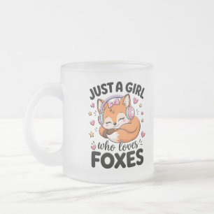 Just A Girl Who Loves Foxes Cute Pink Quote Frosted Glass Coffee Mug