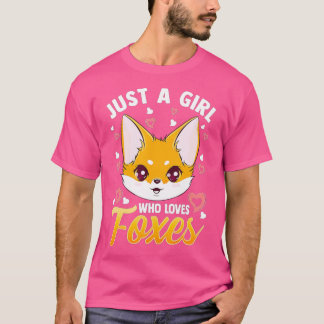 Just A Girl Who Loves Foxes Kids Girls Cute Fox Gi T-Shirt