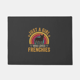 Just A Girl Who Loves Frenchies Retro Dog_1 Doormat