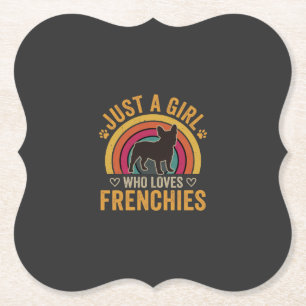 Just A Girl Who Loves Frenchies Retro Dog_1 Paper Coaster