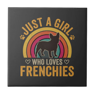 Just A Girl Who Loves Frenchies Retro Dog_1 Tile