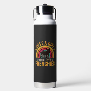 Just A Girl Who Loves Frenchies Retro Dog_1 Water Bottle