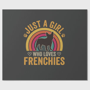 Just A Girl Who Loves Frenchies Retro Dog_1 Wrapping Paper