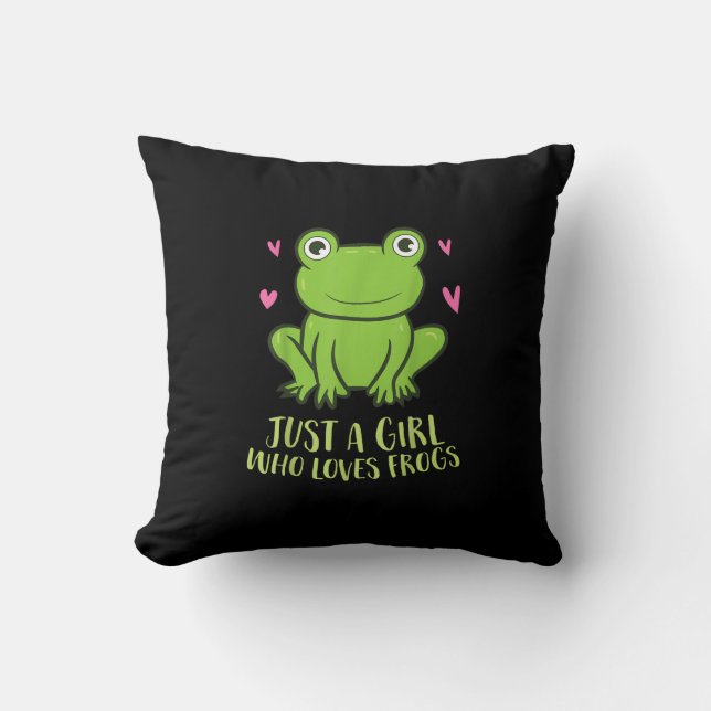 Just A Girl Who Loves Frogs | Cute Frog Girl Gifts Cushion (Front)
