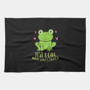 Just A Girl Who Loves Frogs   Cute Frog Girl Gifts Tea Towel