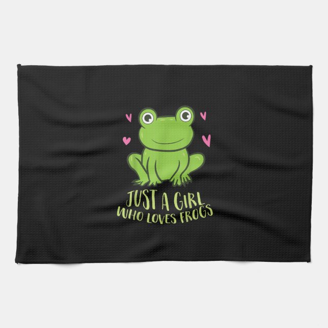 Just A Girl Who Loves Frogs | Cute Frog Girl Gifts Tea Towel (Horizontal)