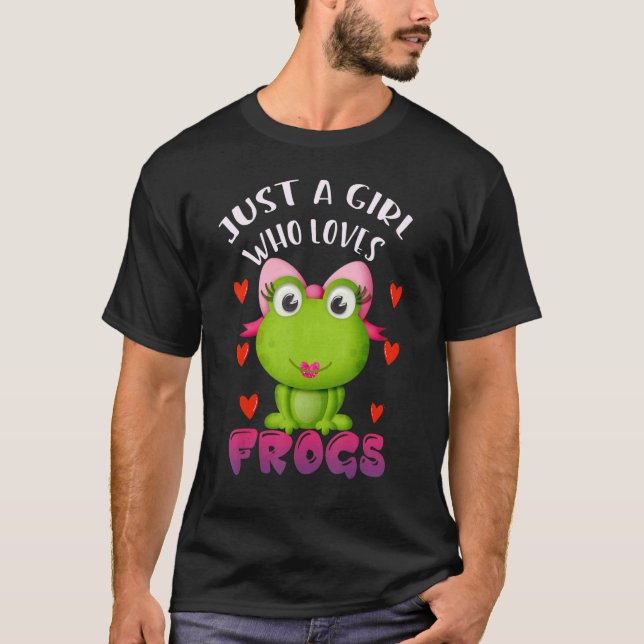Just A Girl Who Loves Frogs Cute Green Frog Costum T-Shirt (Front)