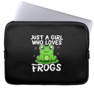 Just A Girl Who Loves Frogs   Cute Green Frog Gift Laptop Sleeve