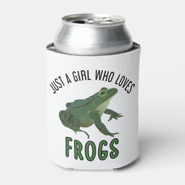 Just a girl who loves frogs Frog lover gifts Can Cooler (Can Front)