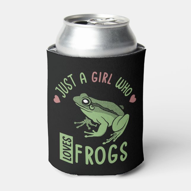 Just a girl who loves frogs Frog lover gifts Can Cooler (Can Front)
