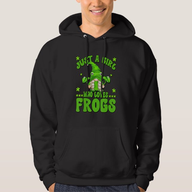 Just A Girl Who Loves Frogs Funny Gnome Graphic Fo Hoodie (Front)