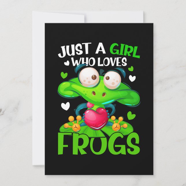 Just A Girl Who Loves Frogs Kids Girls Frog Invitation (Front)