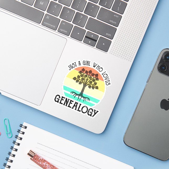 Just A Girl Who Loves Genealogy (Laptop w/ iPhone)