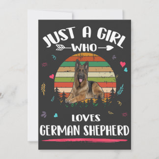 Just A Girl Who Loves German Shepherd Vintage Invitation