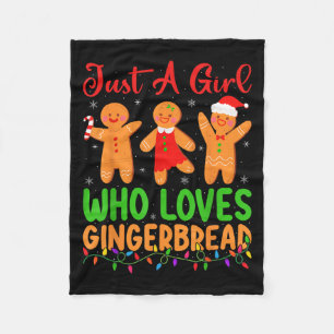 Just A Girl Who Loves Gingerbread Cookie Christmas Fleece Blanket