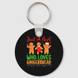 Just A Girl Who Loves Gingerbread Cookie Christmas Key Ring