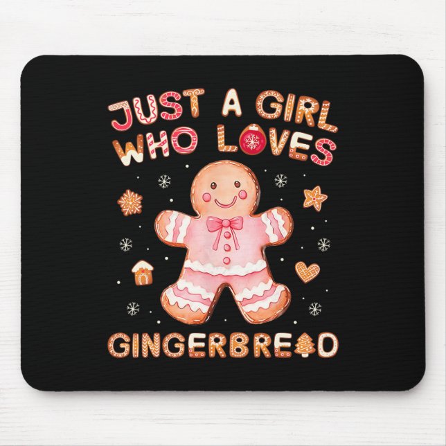 Just A Girl Who Loves Gingerbread Man Funny Christ Mouse Mat (Front)