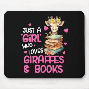Just A Girl Who Loves Giraffes And Books Cute Read Mouse Mat