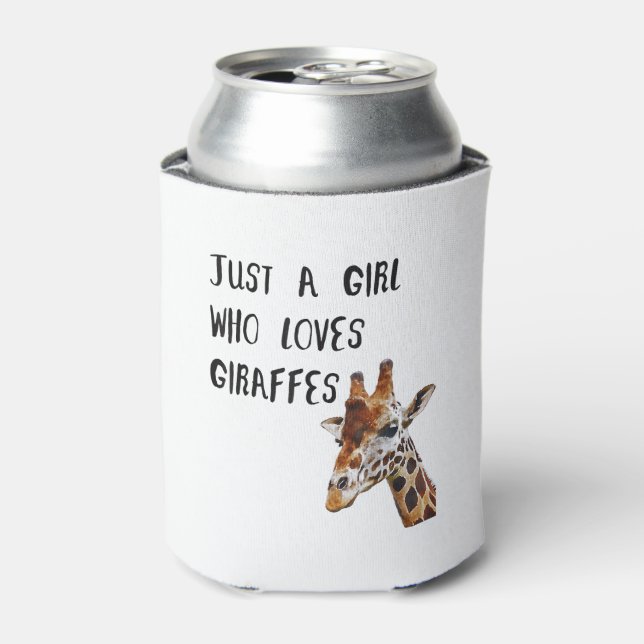 Just A Girl Who Loves Giraffes Cute Animal Giraffe Can Cooler (Can Front)