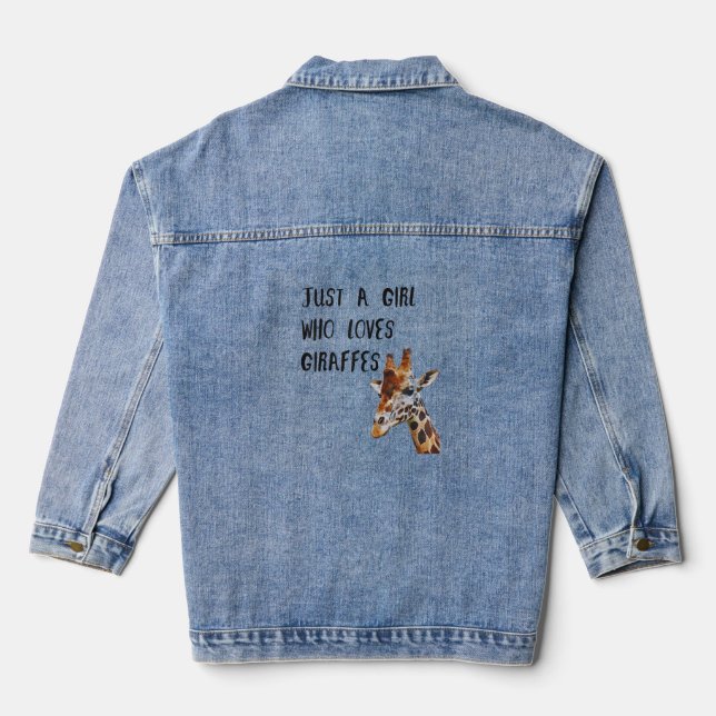 Just A Girl Who Loves Giraffes Cute Animal Giraffe Denim Jacket (Back)