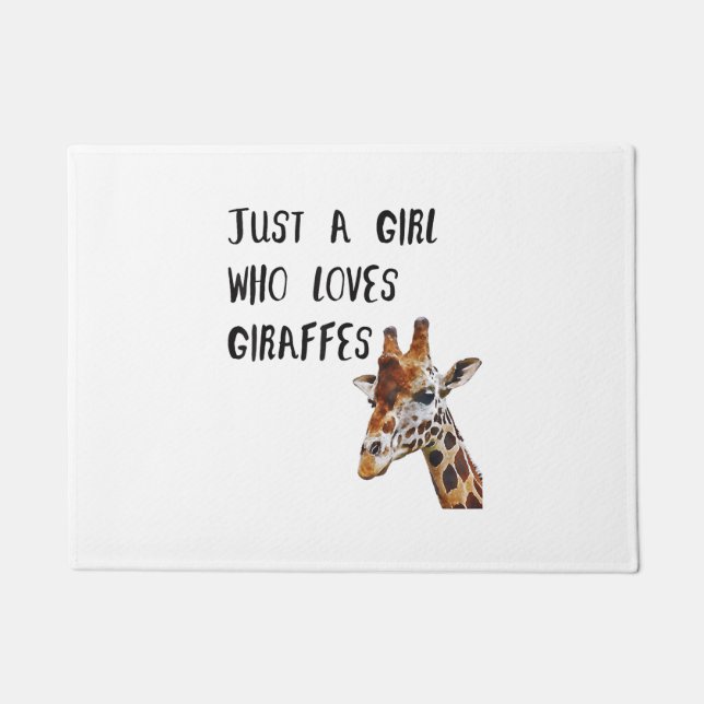 Just A Girl Who Loves Giraffes Cute Animal Giraffe Doormat (Front)