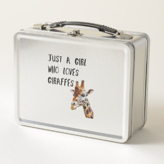 Just A Girl Who Loves Giraffes Cute Animal Giraffe Metal Lunch Box
