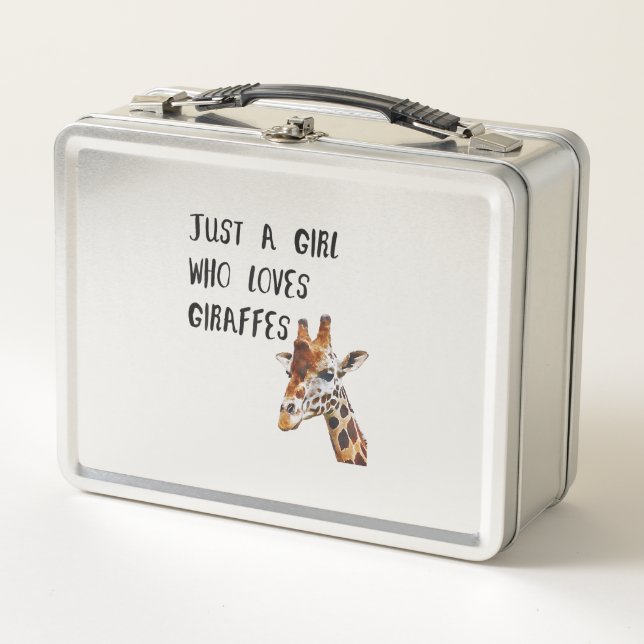 Just A Girl Who Loves Giraffes Cute Animal Giraffe Metal Lunch Box (Front)