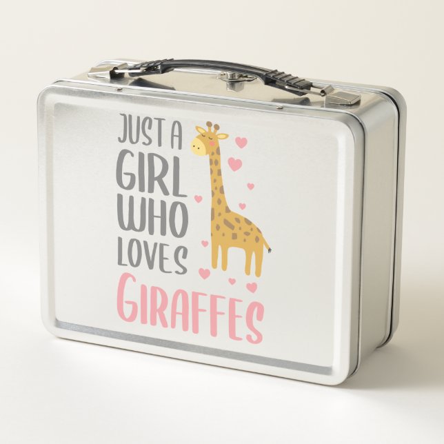 Just a Girl Who Loves Giraffes Gift Girl Hoodie Metal Lunch Box (Back)