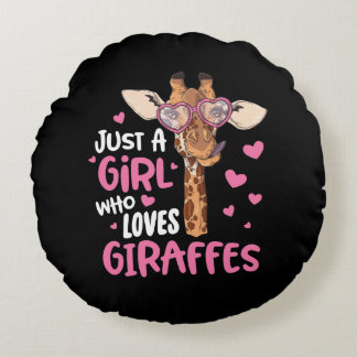 Just A Girl Who Loves Giraffes Round Cushion
