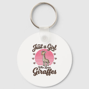 Just a Girl Who Loves Giraffes Vintage Shirt Desig Key Ring