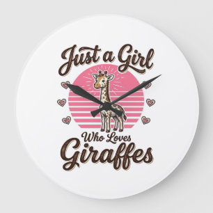 Just a Girl Who Loves Giraffes Vintage Shirt Desig Large Clock