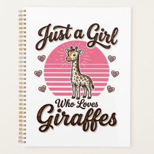 Just a Girl Who Loves Giraffes Vintage Shirt Desig Planner